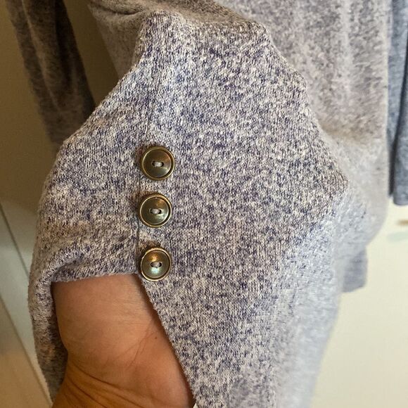 Misia blue softened knit sweater with button detail- Size large - Picture 5 of 8